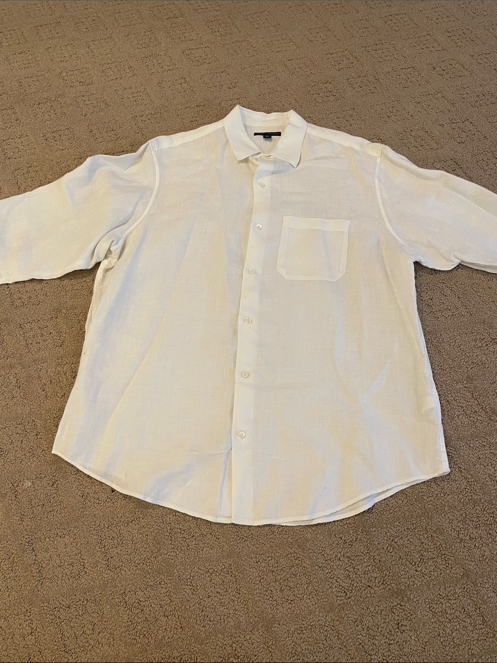 Men's White Button-Up Linen Shirt